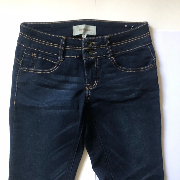 Stretch Double Button Whiskered Denim Jeans - Picture 1 of 7